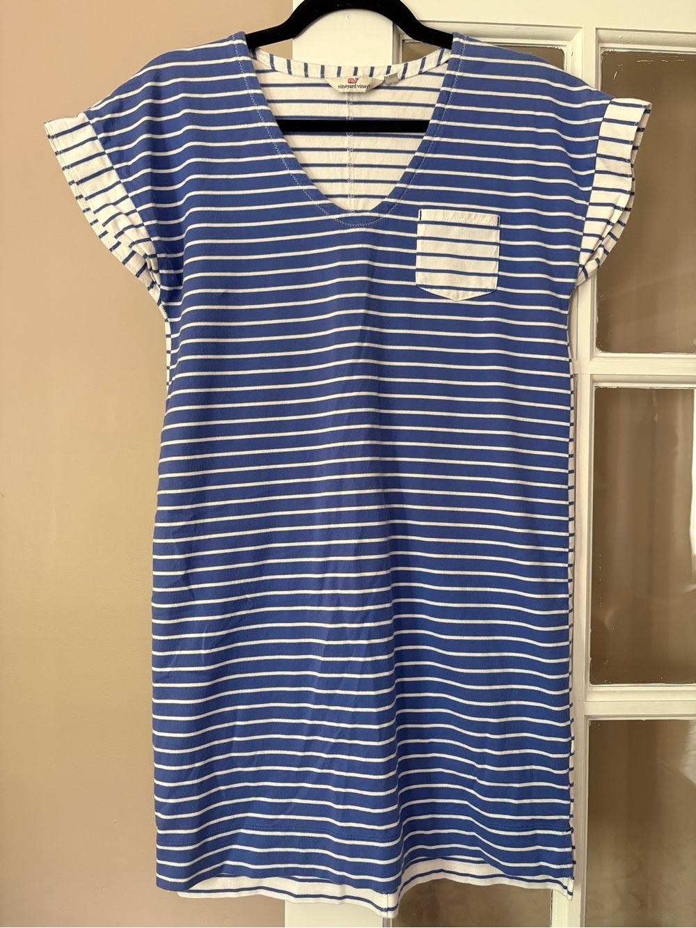 Vineyard Vines Blue and White Striped V‑Neck T Shirt Dress - Picture 3 of 8